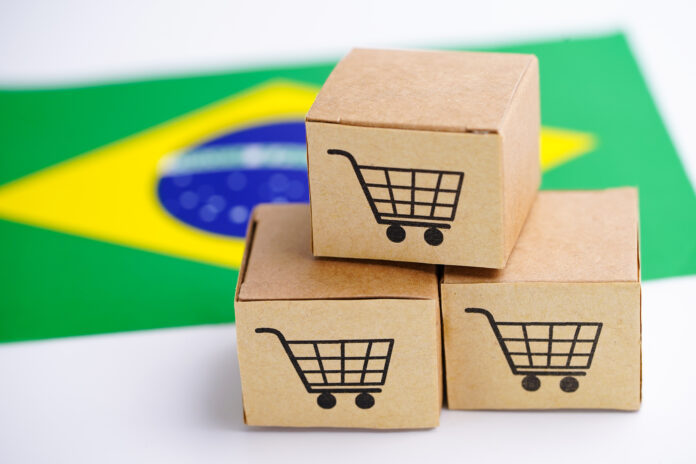 Box,With,Shopping,Cart,Logo,And,Brazil,Flag,:,Import