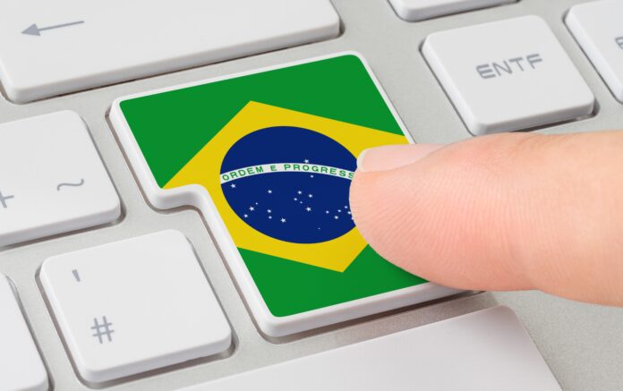 A,Keyboard,With,A,Labeled,Button, ,Flag,Of,Brazil
