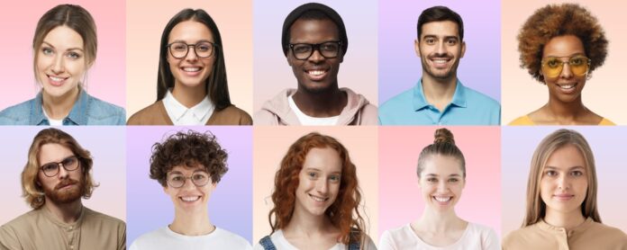 Colorful,Set,Of,Portrait,And,Face,Of,Multiracial,Group,Of