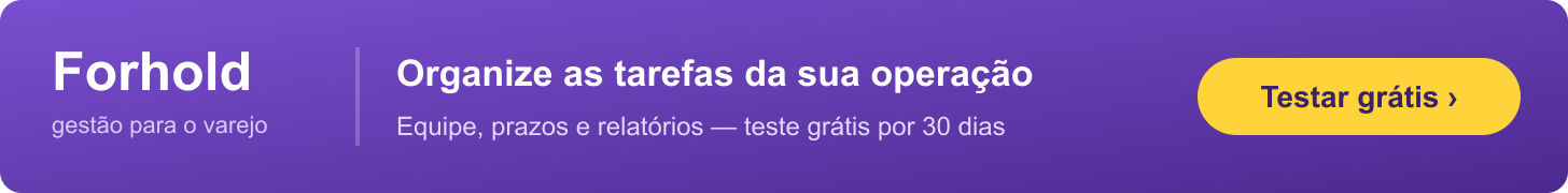 Banner promocional da Forhold para gestão de varejo com convite para teste gratuito de 30 dias